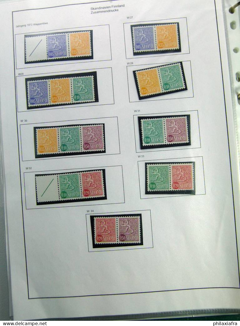 Collection Finlande, album des années 1960, timbres neufs ** oblitérés paires