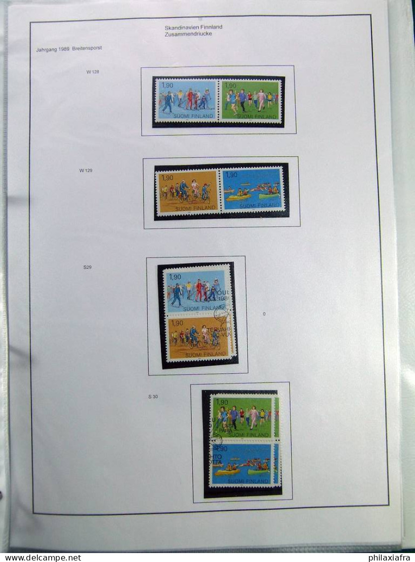 Collection Finlande, album des années 1960, timbres neufs ** oblitérés paires