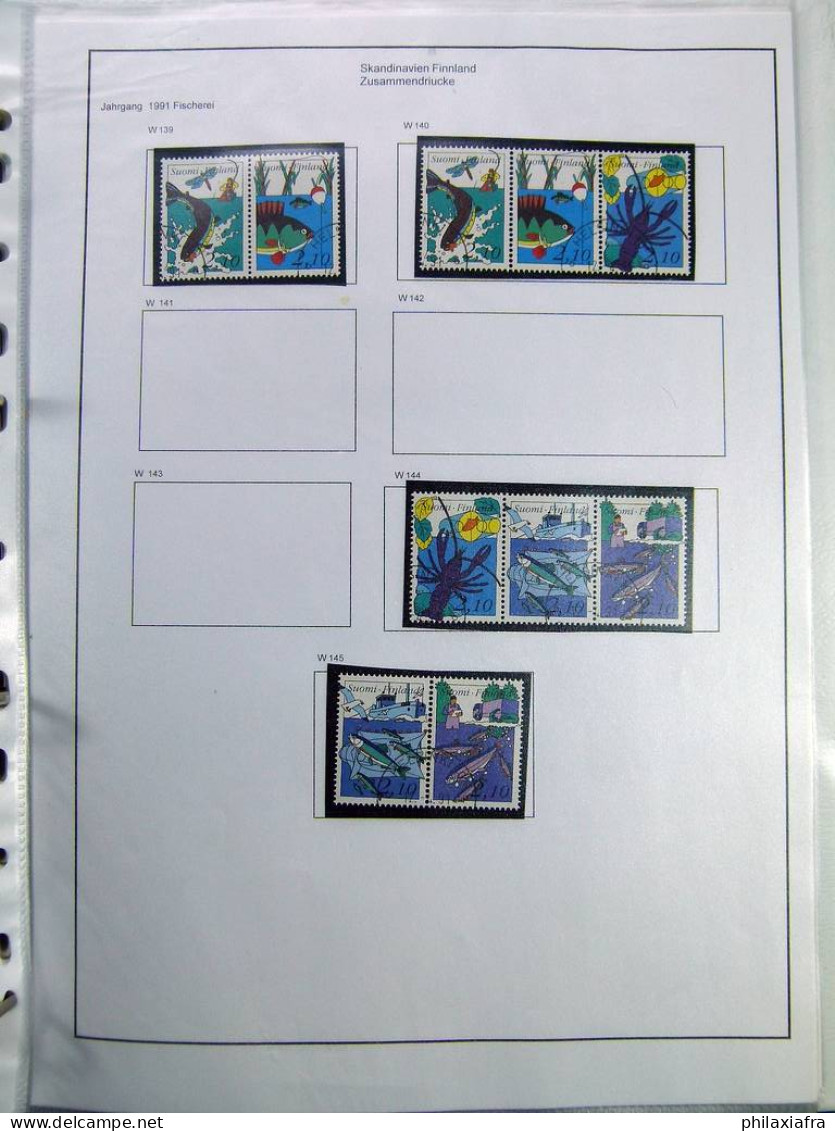 Collection Finlande, album des années 1960, timbres neufs ** oblitérés paires