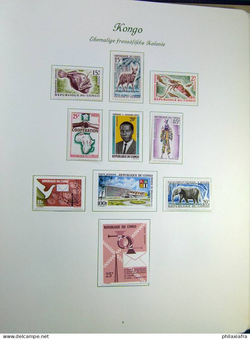 Collection Congo, sur album, de 1960 à 1971, timbres, d'abord neufs * puis**