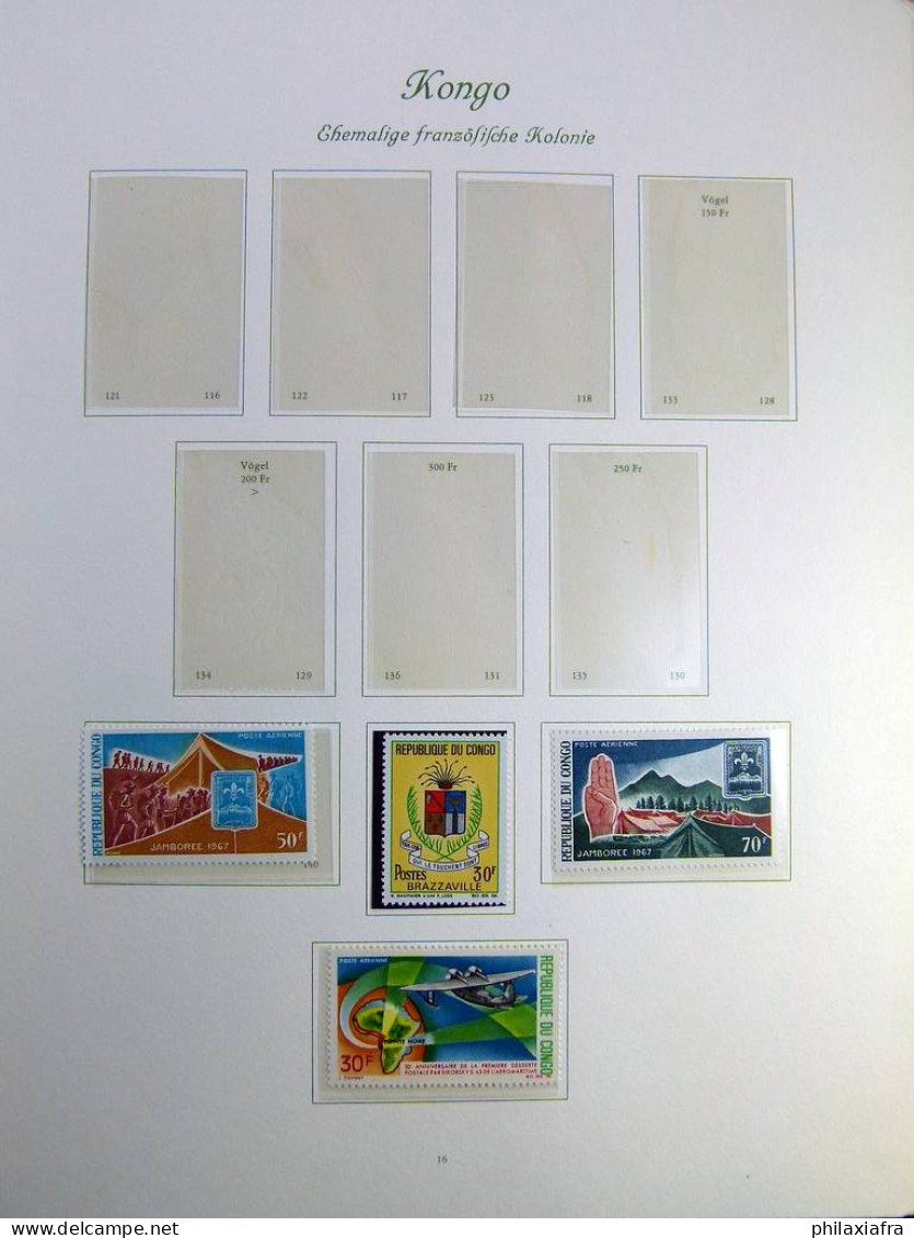 Collection Congo, sur album, de 1960 à 1971, timbres, d'abord neufs * puis**