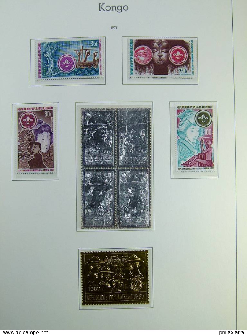 Collection Congo, sur album, de 1960 à 1971, timbres, d'abord neufs * puis**