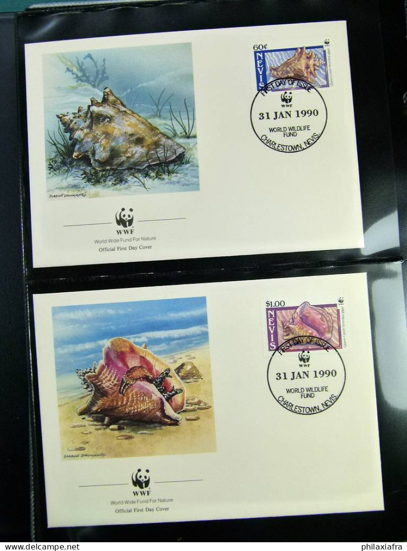 Collection théme WWF neufs** timbres enveloppes Man Cook Pakistan Nevis