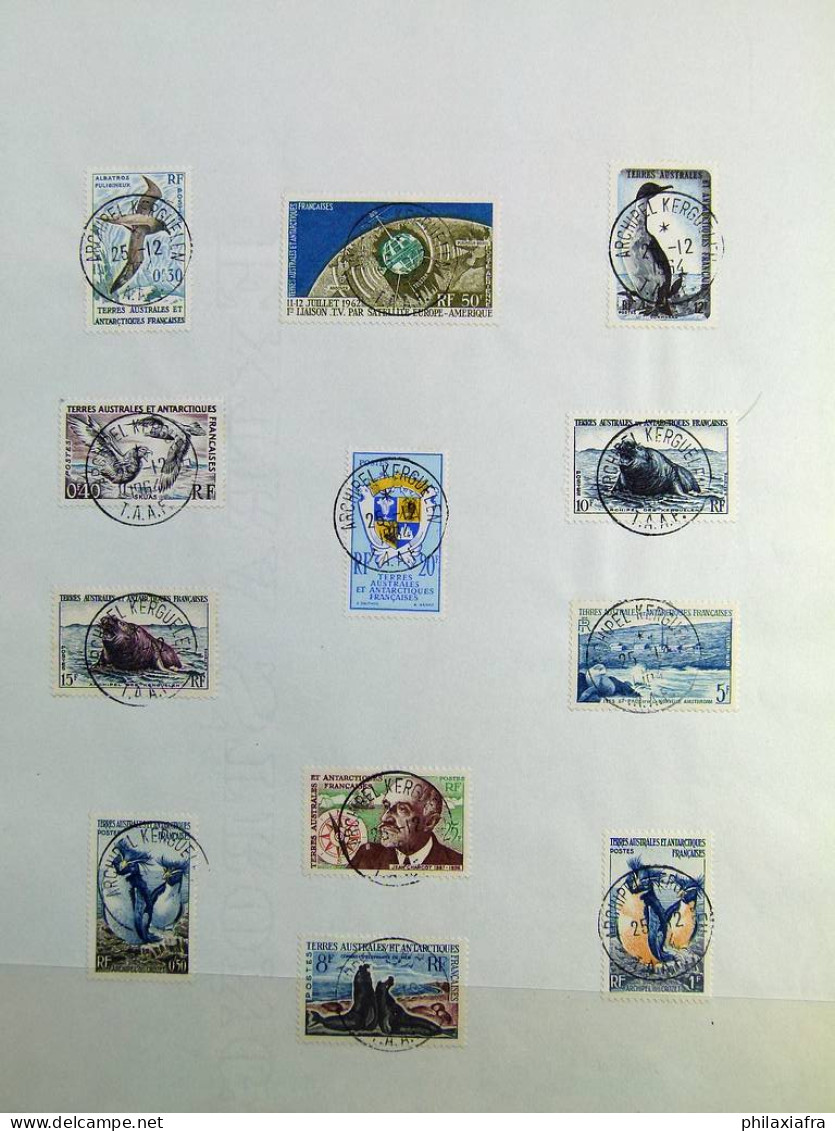 Collection TAAF, Avec Timbres, Années 1950/60, Oblitérés, Sur 2 Feuillets. - Sammlungen