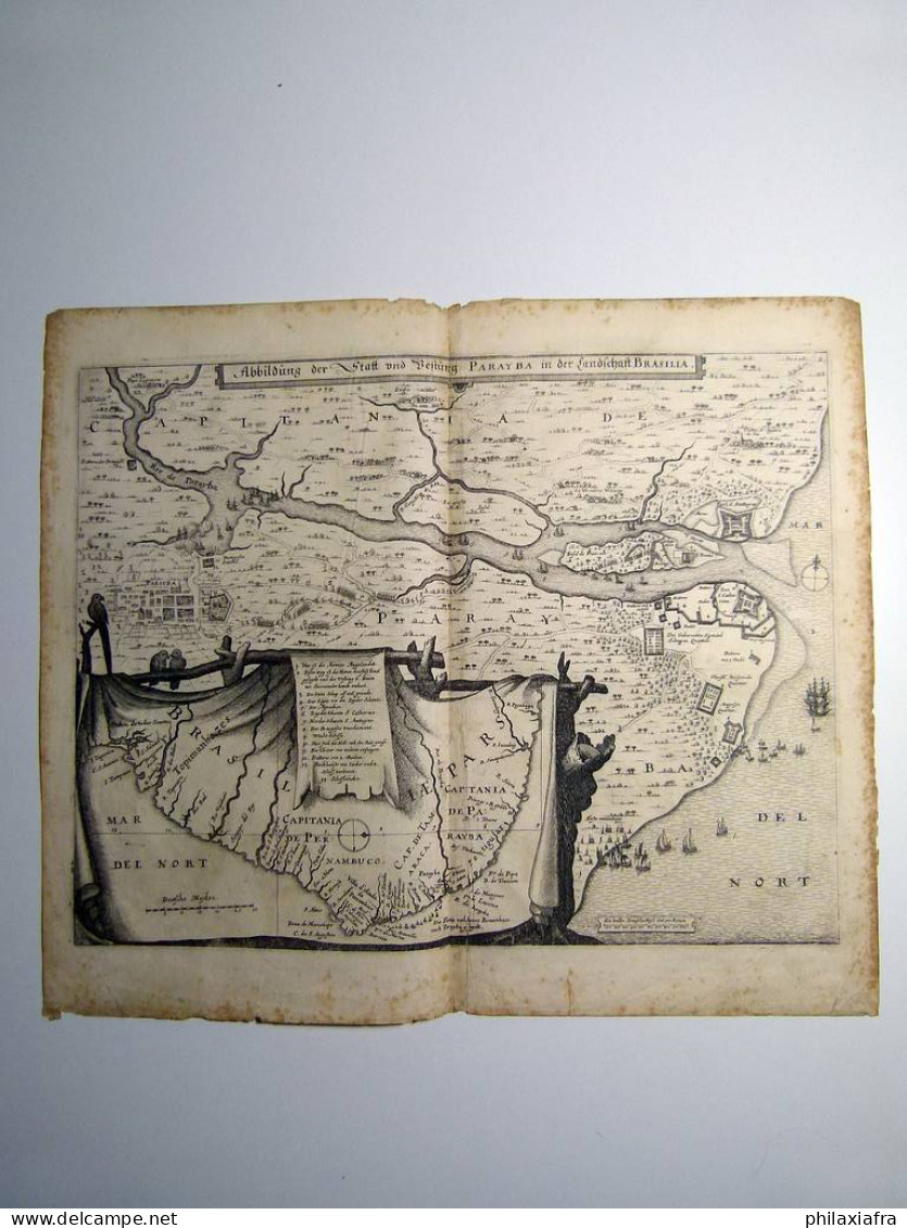Carte Du Brésil, État De Paraiba, Vers 1700. - Collezioni & Lotti