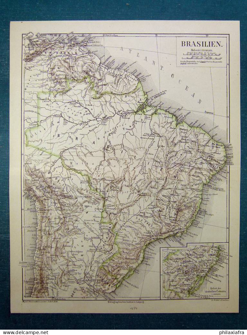 Carte Du Brésil De 1874. - Collections, Lots & Series