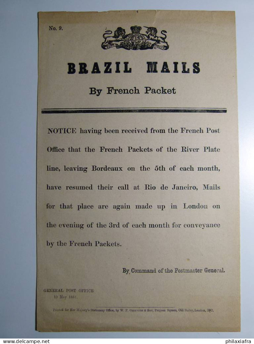 Lot Brésil, Avec 5 Avis De Poste, De 1854 à 1885 - Lots & Serien