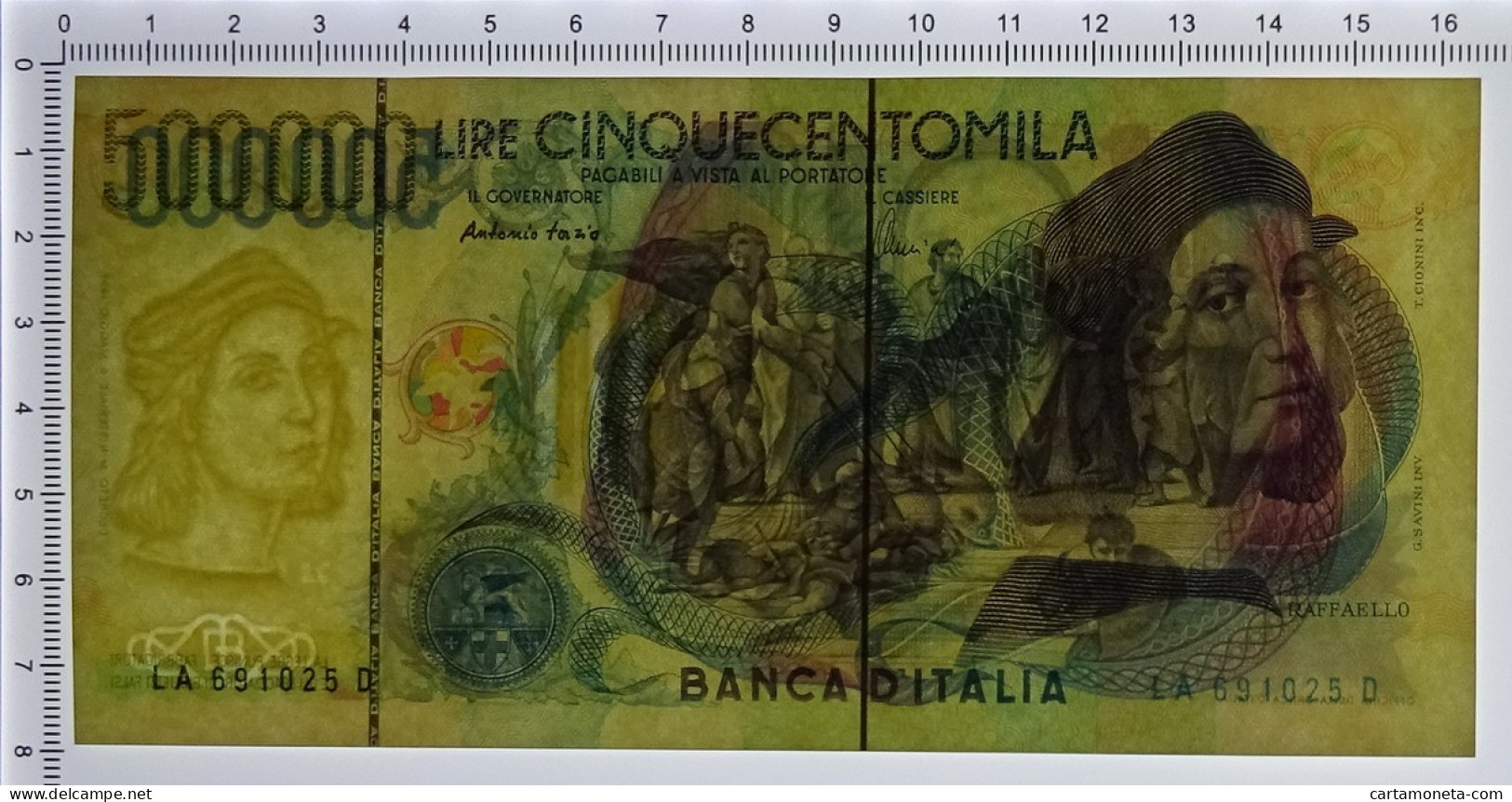 500000 LIRE BANCA D'ITALIA RAFFAELLO LETTERA A 13/05/1997 QFDS - Autres & Non Classés