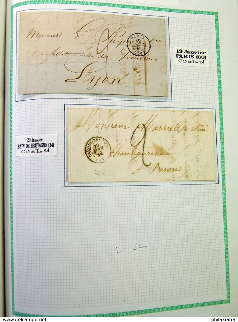 Lot France lettres émises en janvier 1849 premier mois d'utilisation des timbres