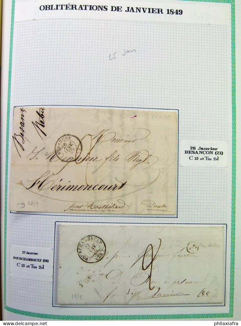 Lot France lettres émises en janvier 1849 premier mois d'utilisation des timbres