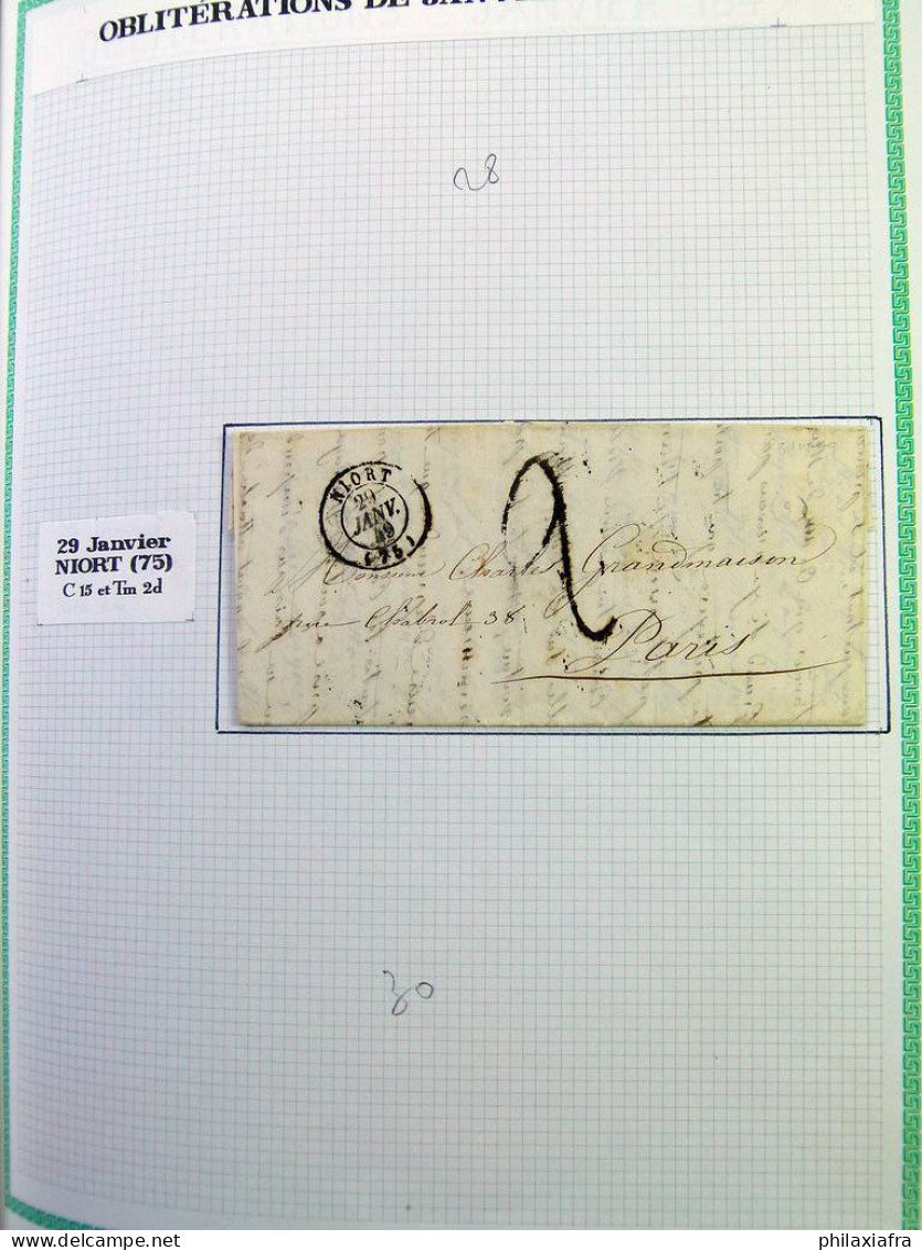 Lot France lettres émises en janvier 1849 premier mois d'utilisation des timbres