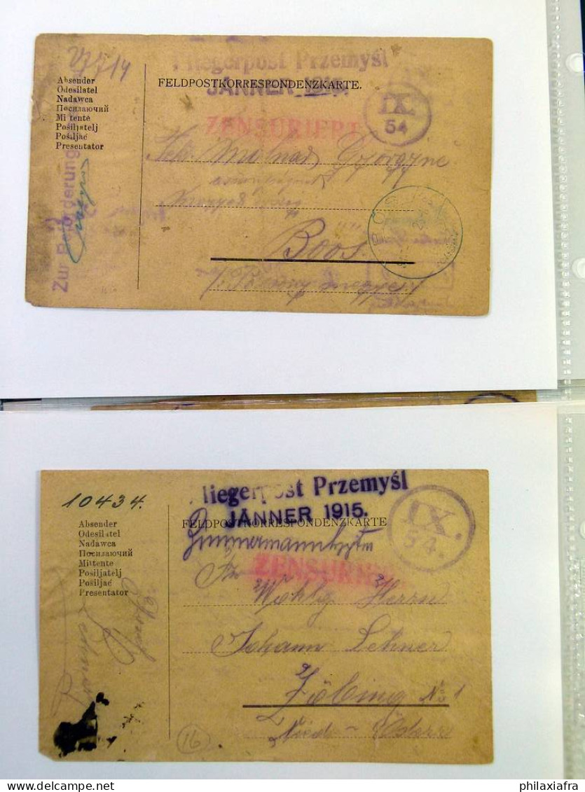 Siège de Przemyśl - Lot de 34 cartes postales Sept 1914 mars 1915 aérophilatelie