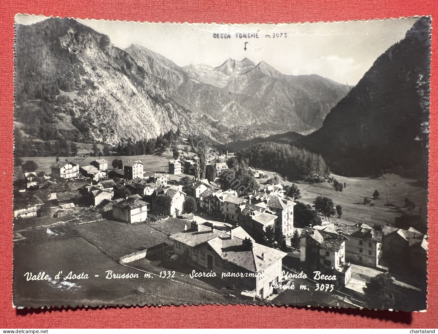 Cartolina - Valle D'Aosta - Brusson - Scorcio Panoramico Con Becca Torchè - 1953 - Autres & Non Classés