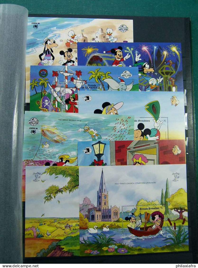 Immense stock de timbres et BF, neufs**  thème Disney sur 2 Classificateurs