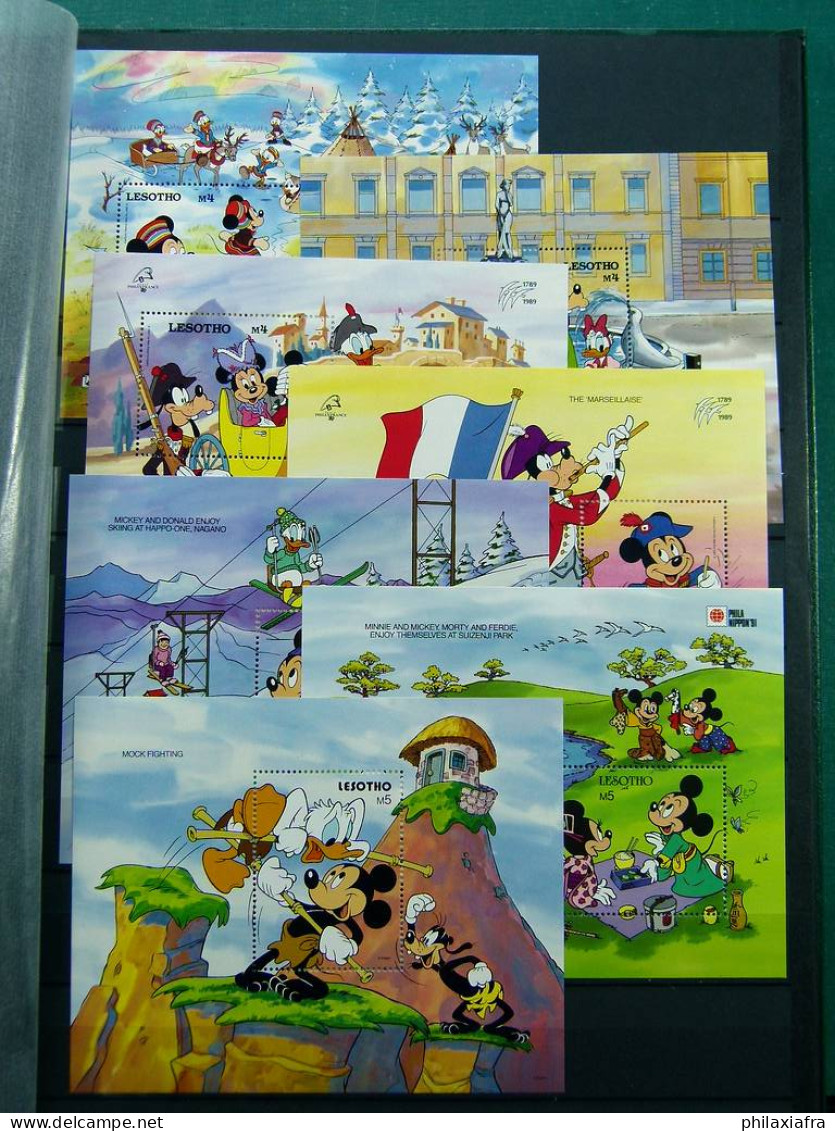 Immense stock de timbres et BF, neufs**  thème Disney sur 2 Classificateurs