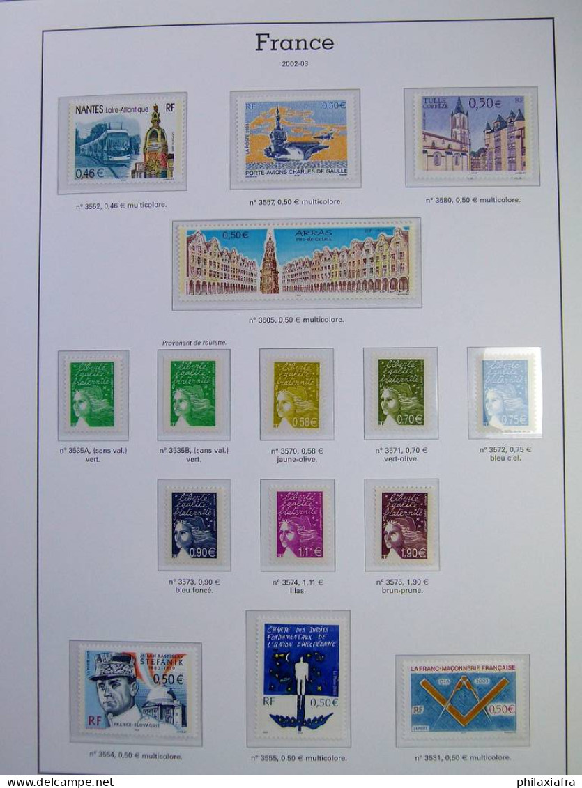 Collection France, pages d'album, timbres, livret BF neufs ** de 2000 à 2004.