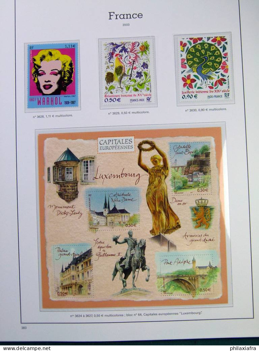 Collection France, pages d'album, timbres, livret BF neufs ** de 2000 à 2004.