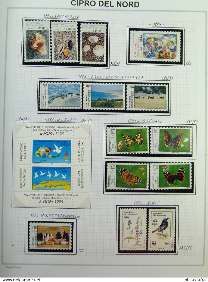 Collection Chypre du Nord, sur album, de 1983 à 2006, avec timbres, neufs **