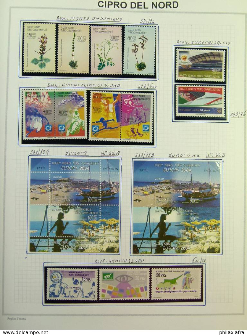 Collection Chypre du Nord, sur album, de 1983 à 2006, avec timbres, neufs **