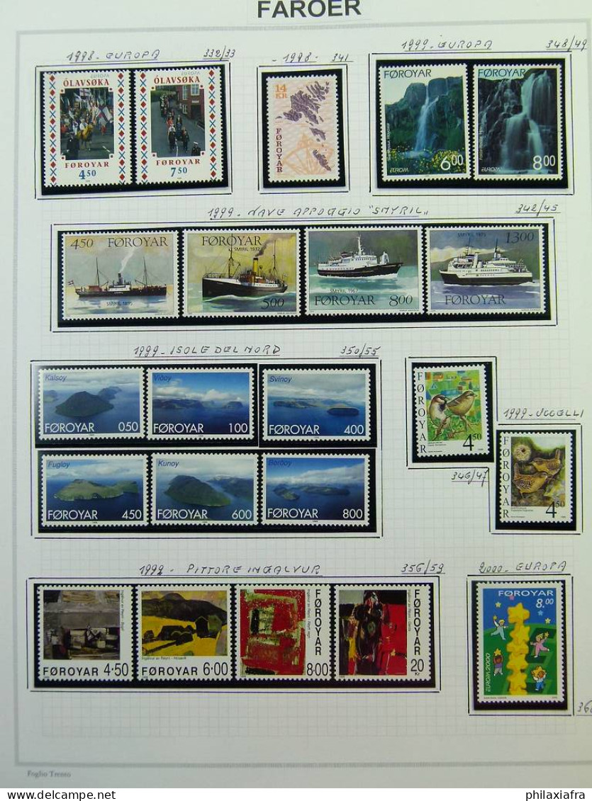 Collection Féroé, sur album, de 1975 à 2008, timbres, d'abord neufs */** puis**