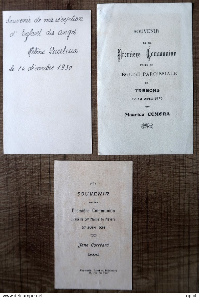 3 Images Pieuses (Réception  Et Premièrecommunion 1924 - 1925 - 1930) - Devotion Images