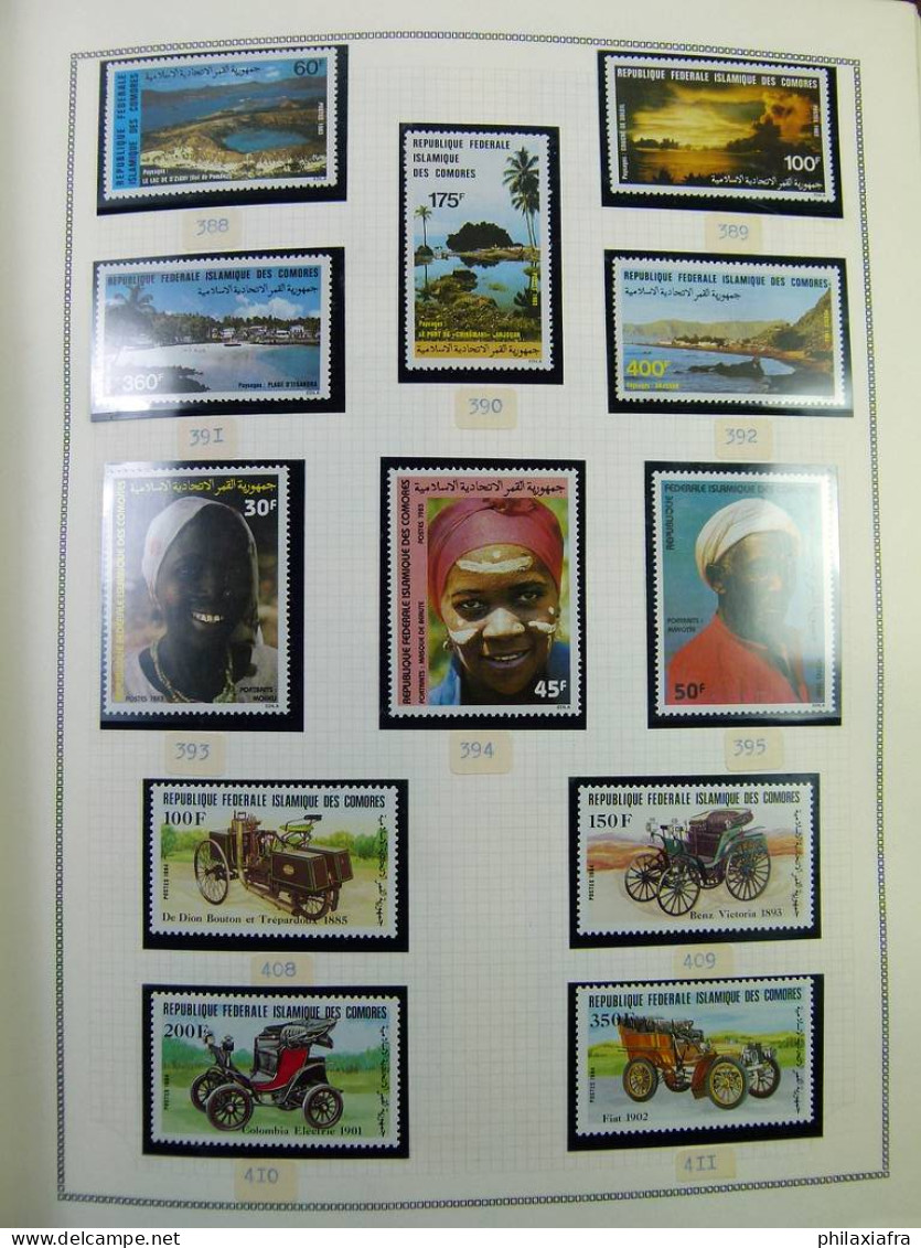 Collection Comores, sur album, jusqu'aux années 90, avec timbres, neufs ** 