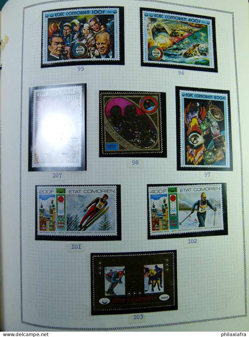 Collection Comores, sur album, jusqu'aux années 90, avec timbres, neufs ** 