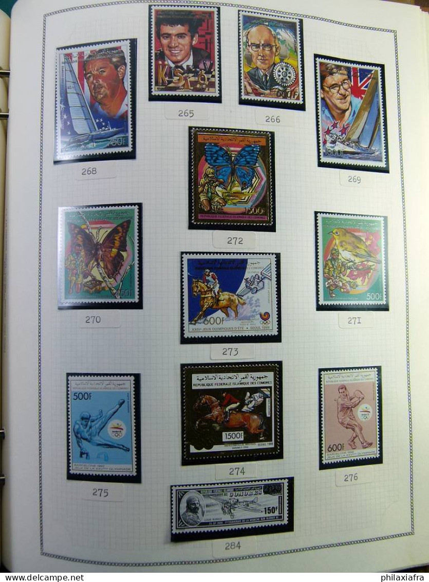 Collection Comores, sur album, jusqu'aux années 90, avec timbres, neufs ** 