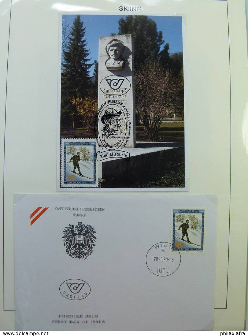 Collection SKI, d'une exposition, surtout timbres, cartes postales, enveloppes