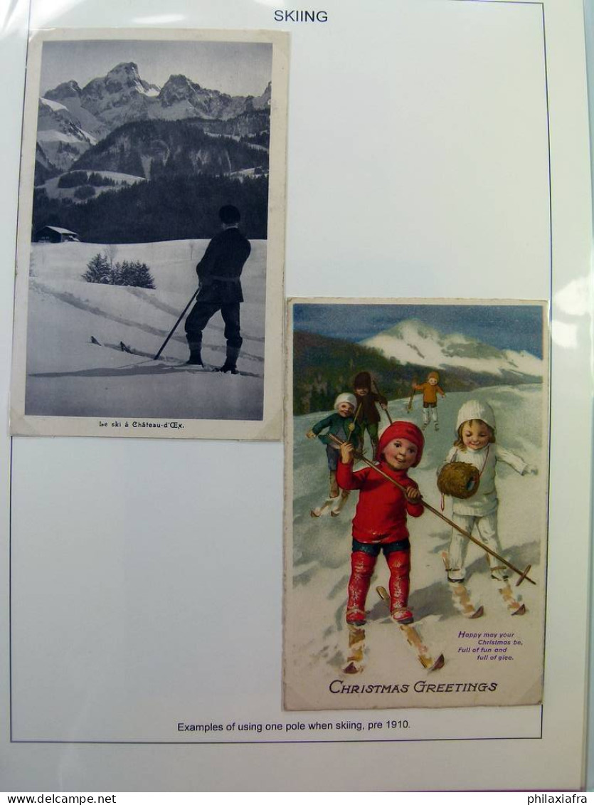 Collection SKI, d'une exposition, surtout timbres, cartes postales, enveloppes