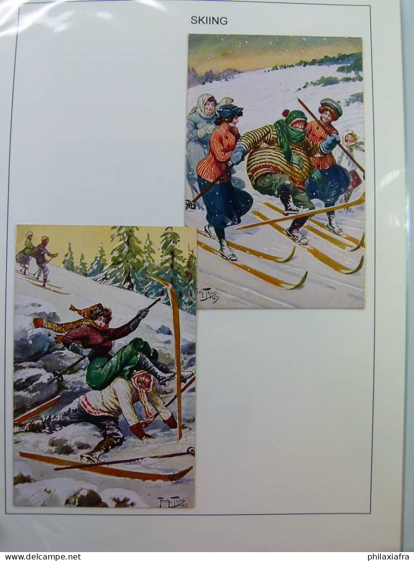 Collection SKI, d'une exposition, surtout timbres, cartes postales, enveloppes