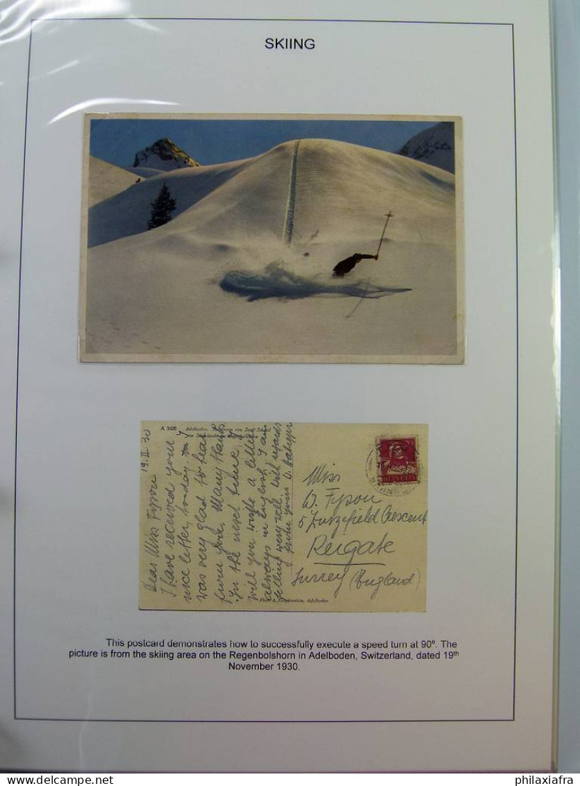 Collection SKI, d'une exposition, surtout timbres, cartes postales, enveloppes