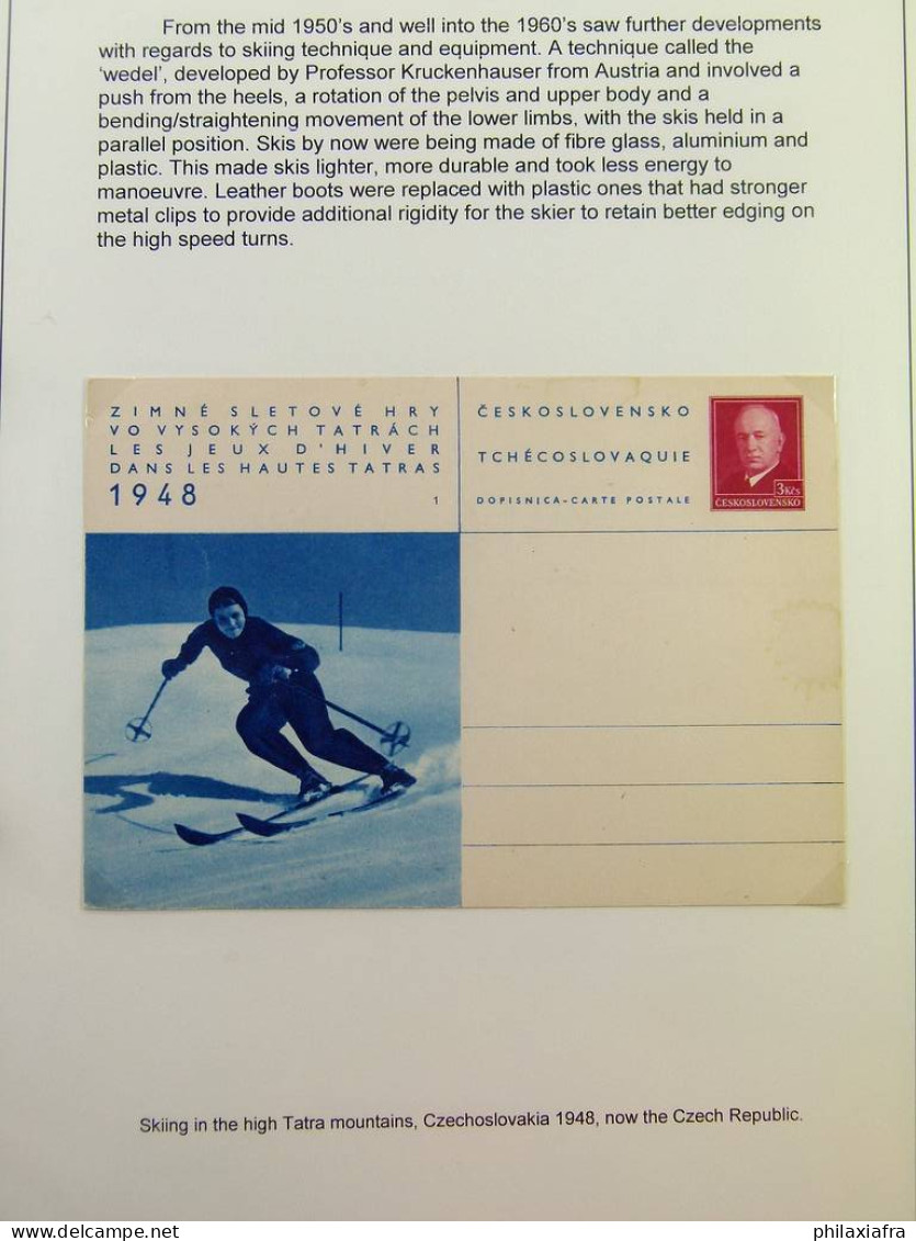 Collection SKI, d'une exposition, surtout timbres, cartes postales, enveloppes