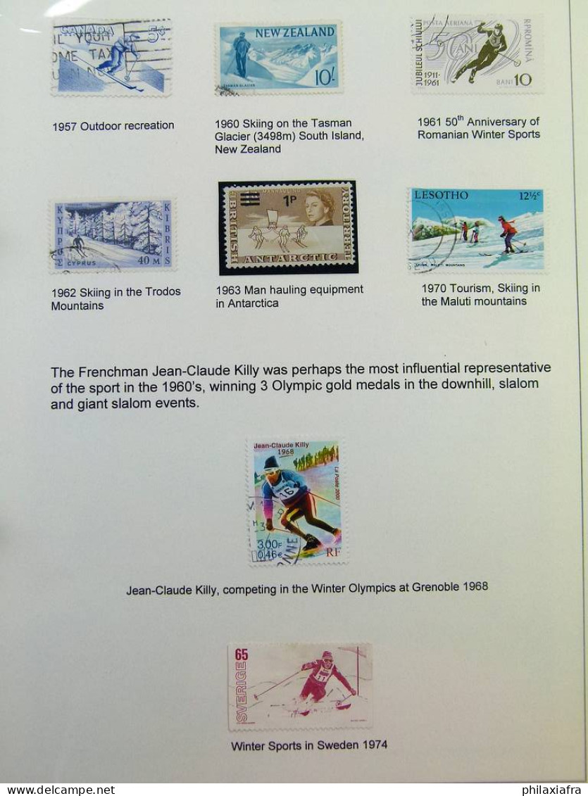 Collection SKI, d'une exposition, surtout timbres, cartes postales, enveloppes