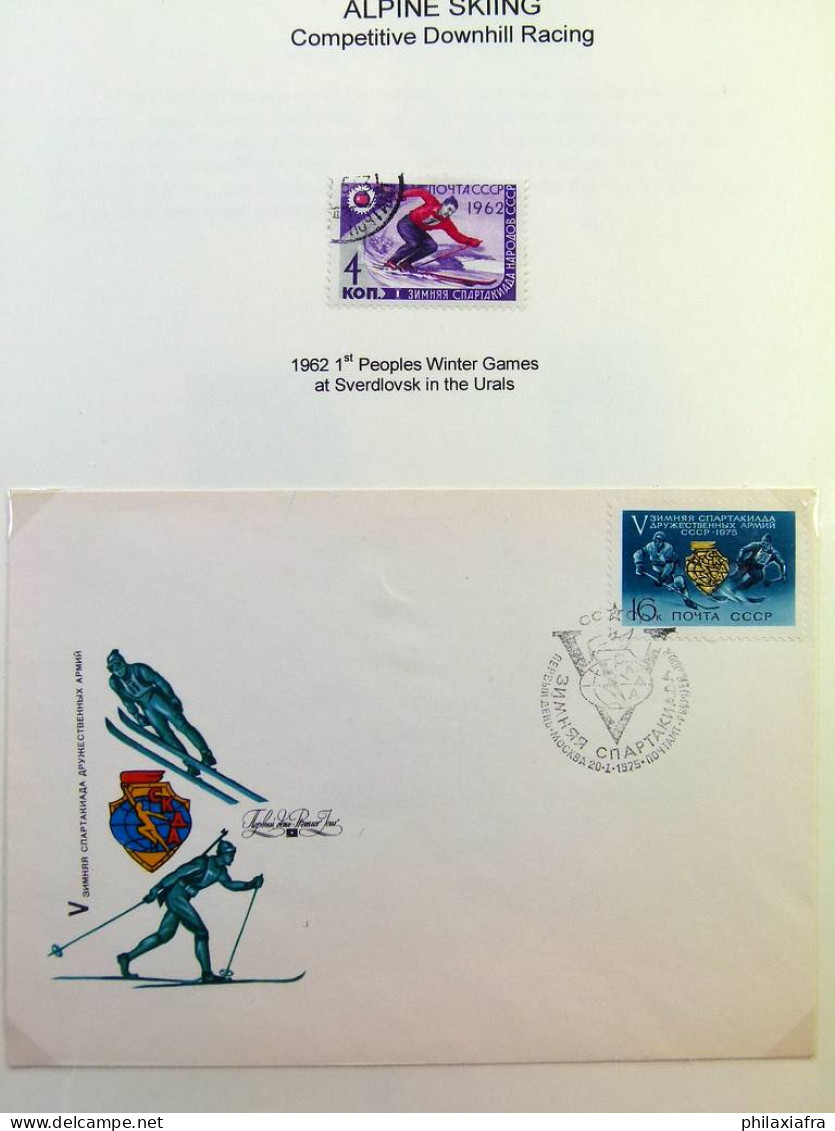 Collection SKI, d'une exposition, surtout timbres, cartes postales, enveloppes