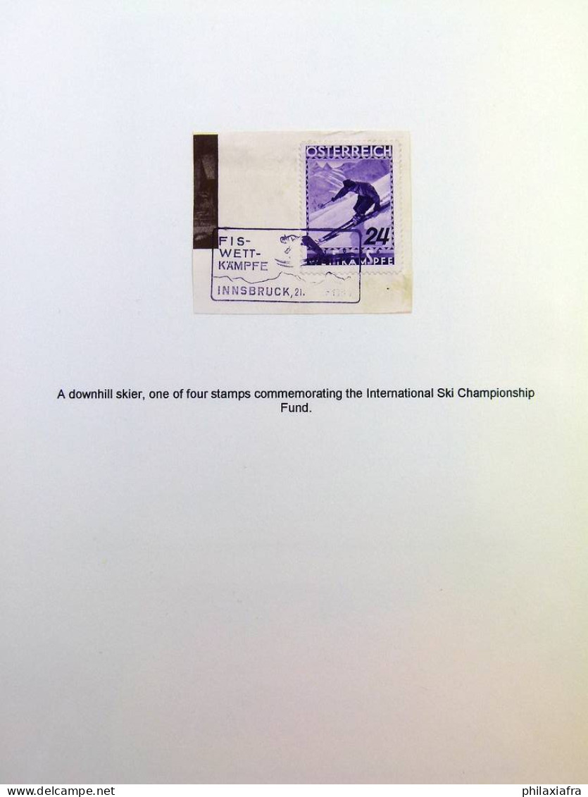 Collection SKI, d'une exposition, surtout timbres, cartes postales, enveloppes