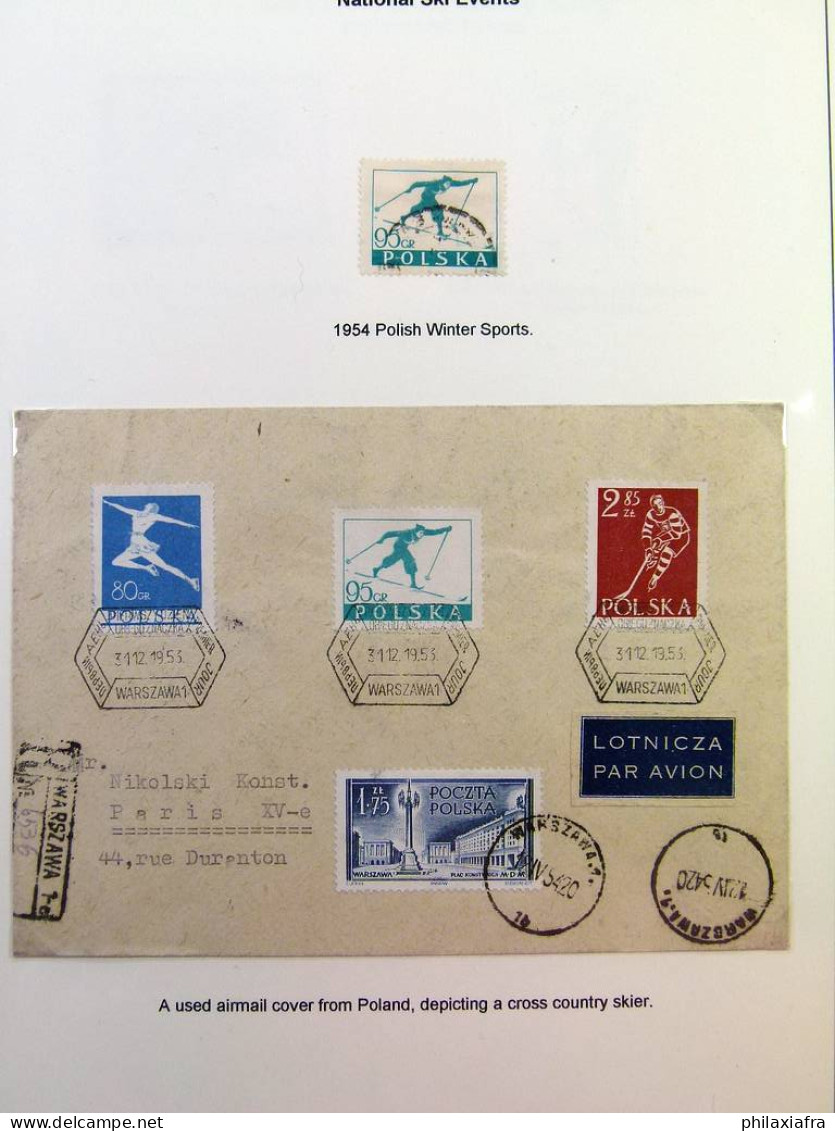 Collection SKI, d'une exposition, surtout timbres, cartes postales, enveloppes