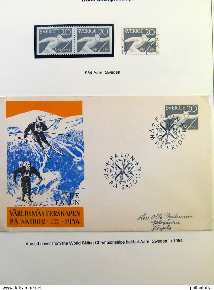 Collection SKI, d'une exposition, surtout timbres, cartes postales, enveloppes