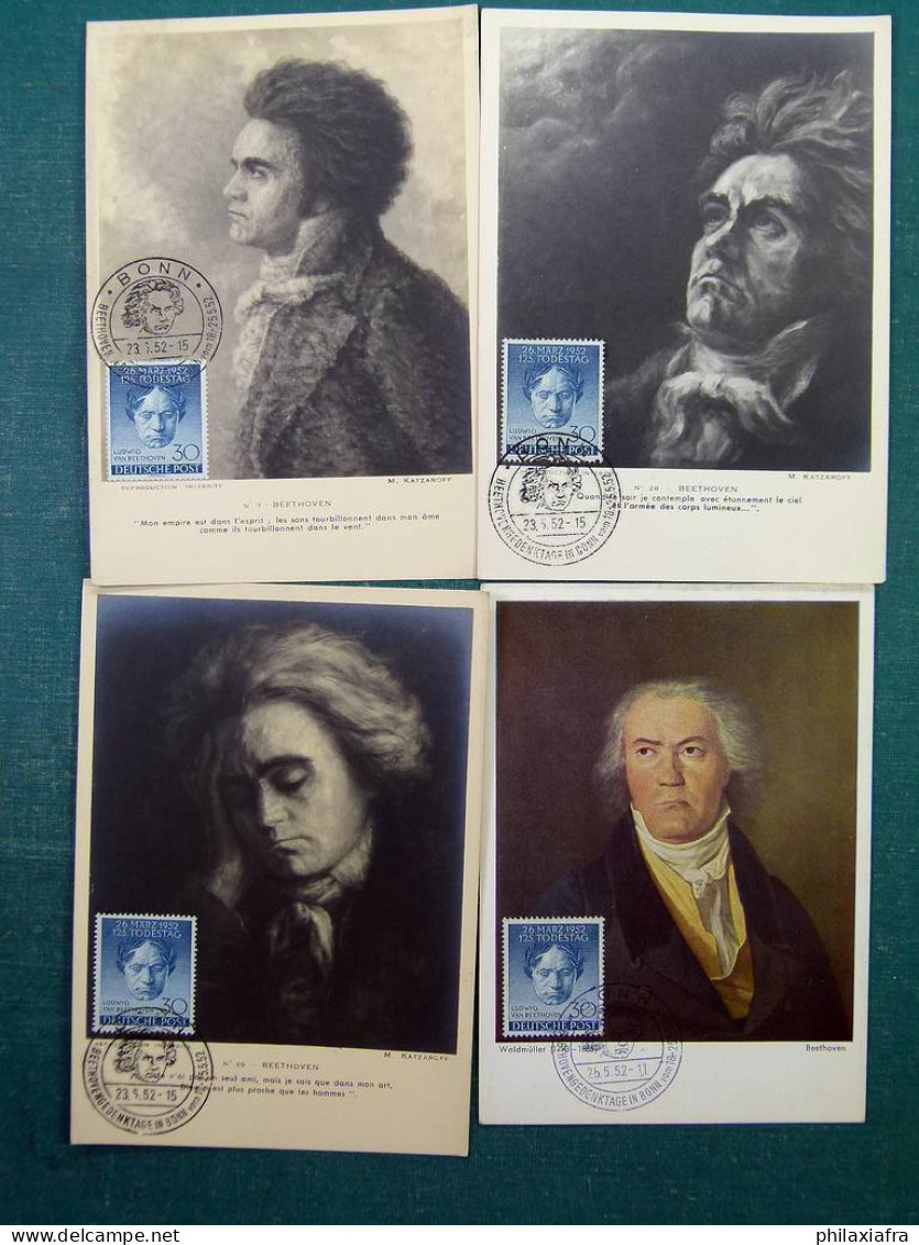Lot Sur Le Thème De Beethoven, Avec 5 Cartes Postales Maximum De Berlin De 1952 - Otros & Sin Clasificación