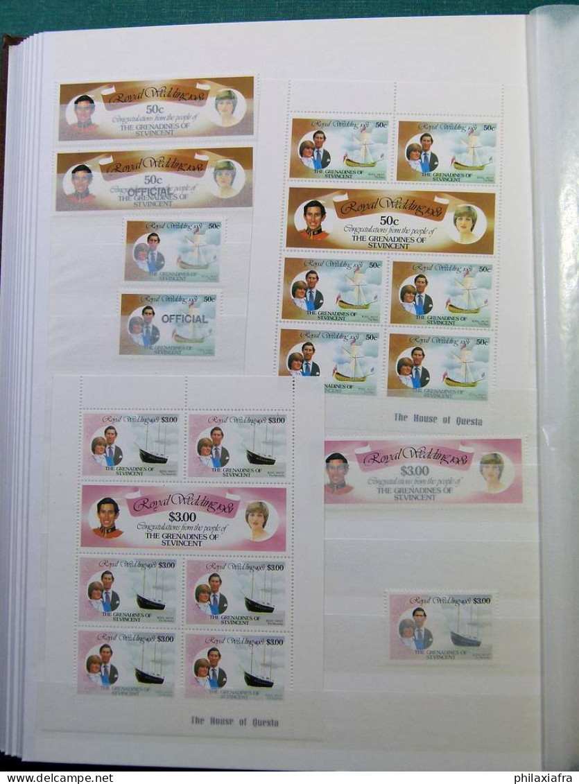 Collection thème Mariage royal, classificateur avec neufs ** timbres