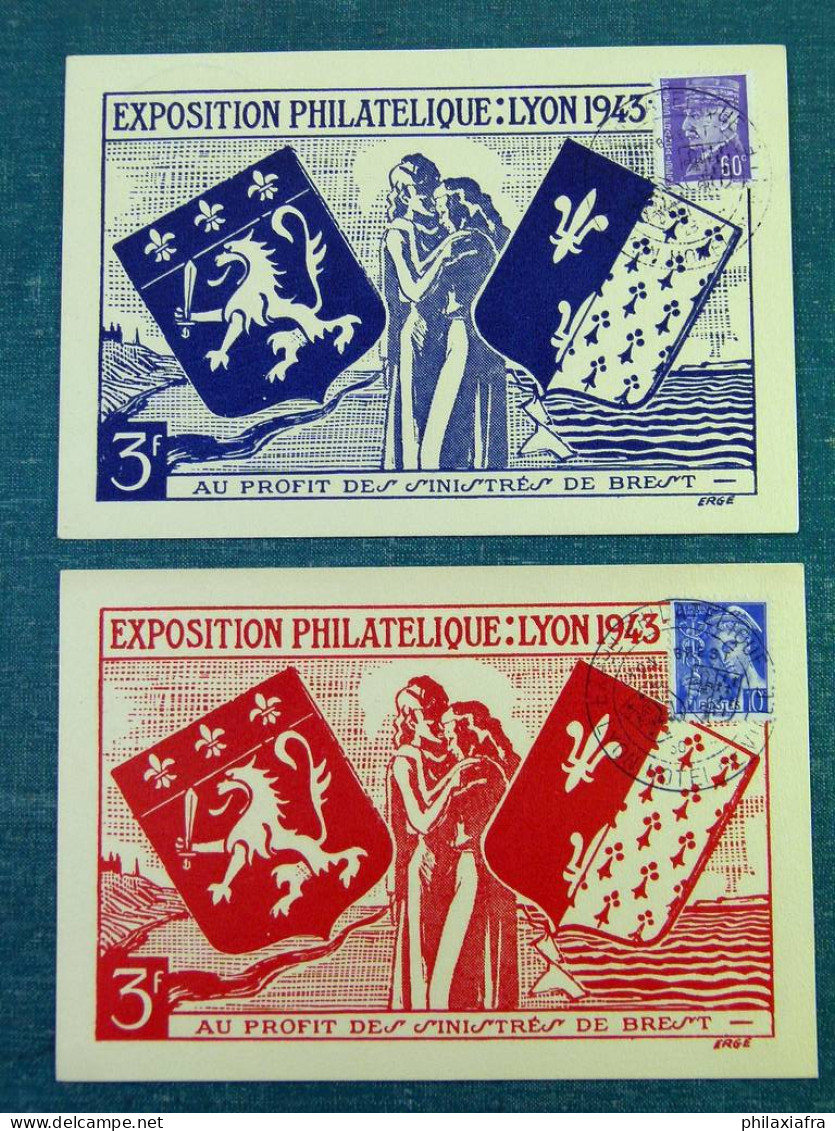 Lot de 16 cartes postales et cartes maximum France, années 1940, jour du timbre