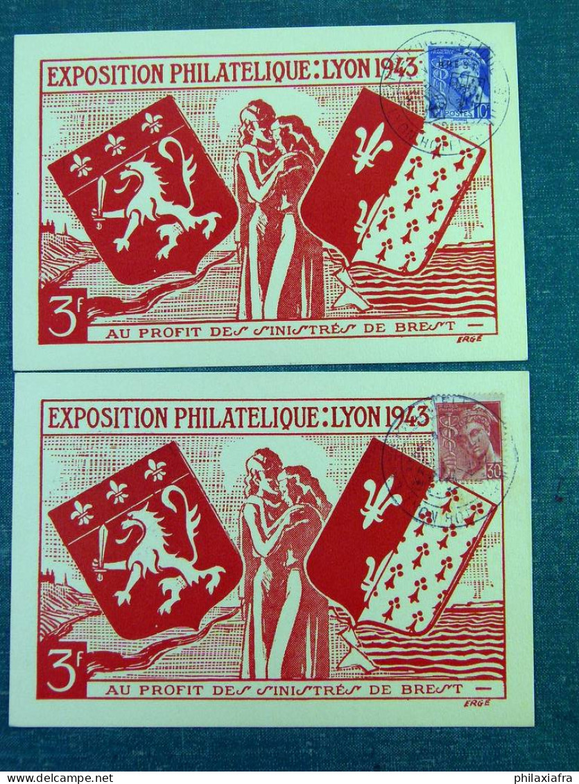 Lot de 16 cartes postales et cartes maximum France, années 1940, jour du timbre