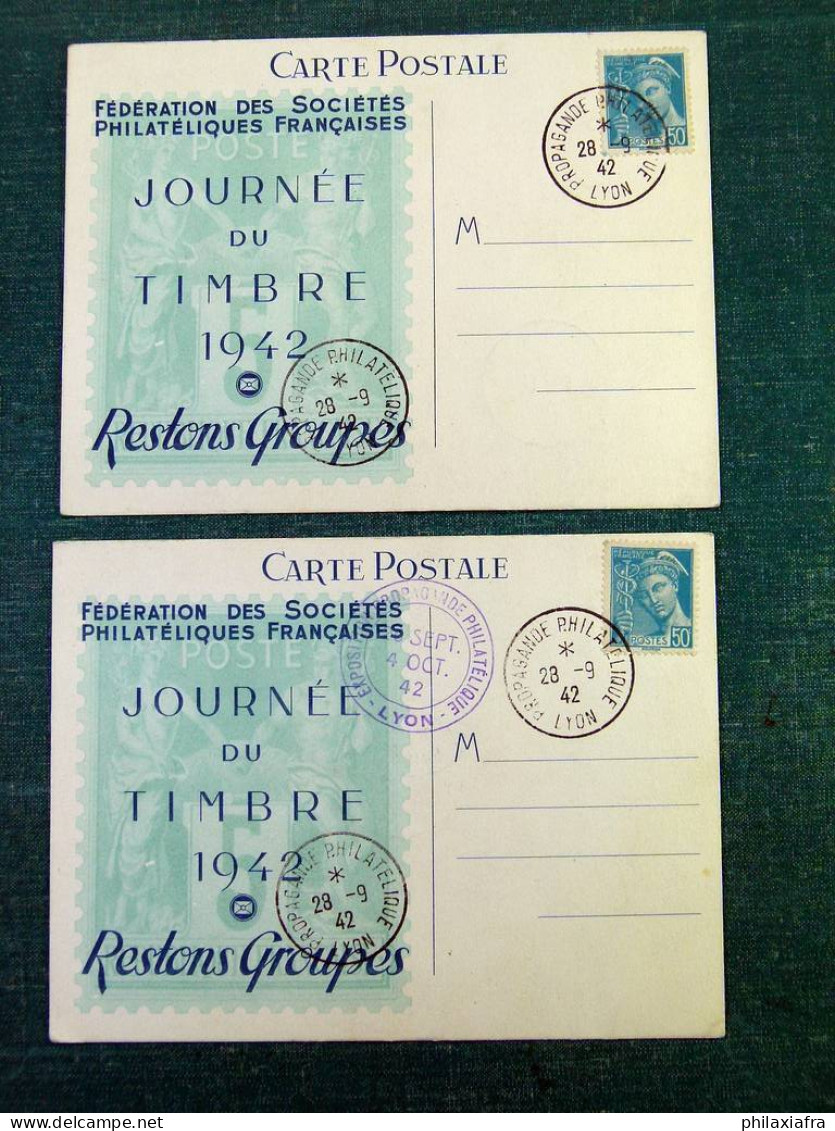 Lot de 16 cartes postales et cartes maximum France, années 1940, jour du timbre