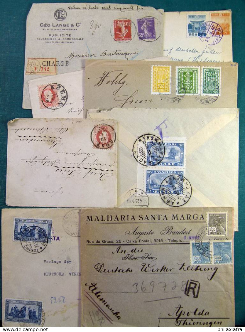 Collection d'histoire postale Monde enveloppes voyagé, période classique et semi