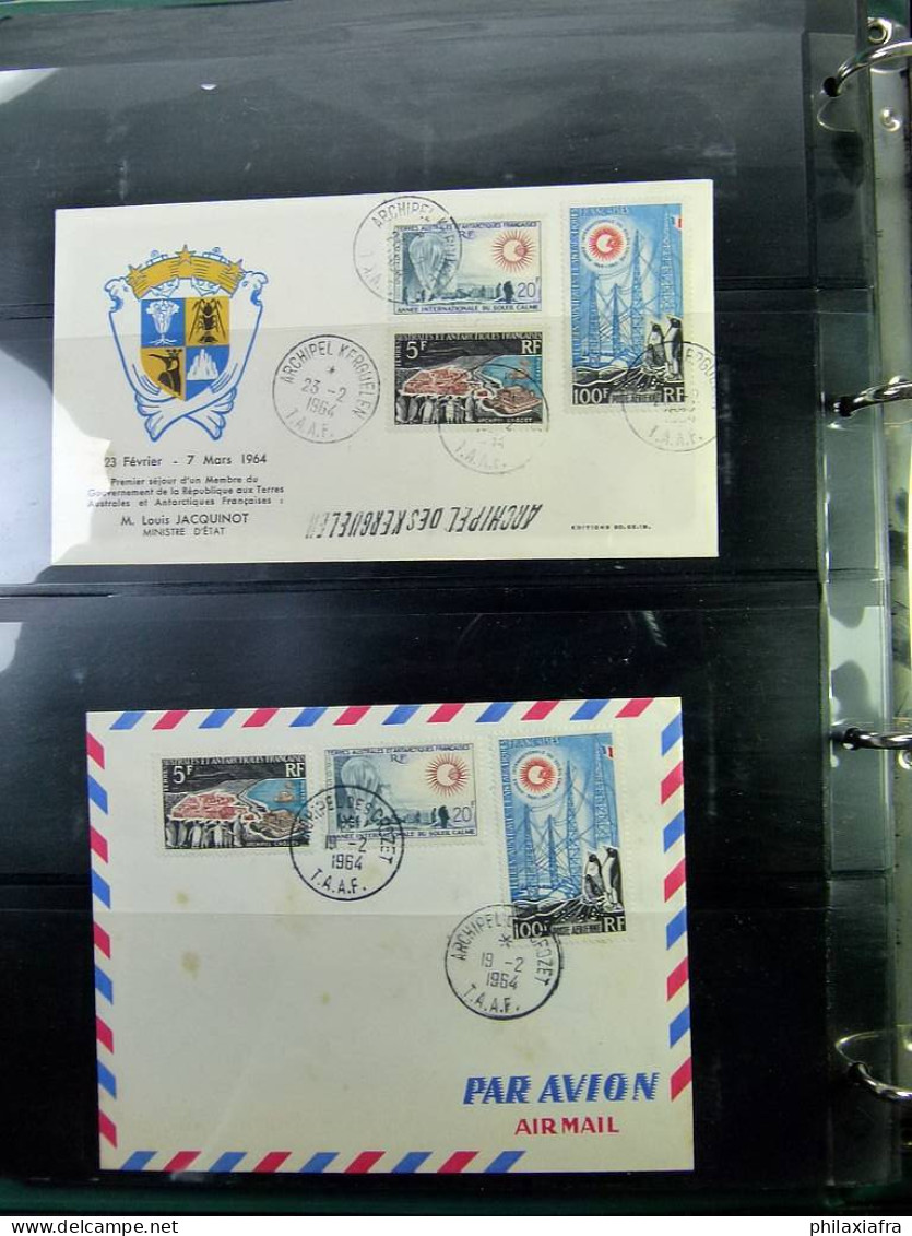 Collection TAAF classificateur, timbres oblitéré sur fragment histoire postale 