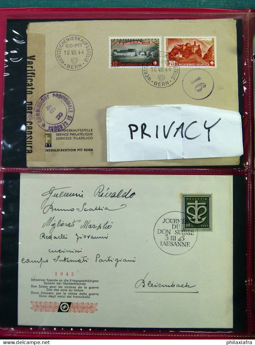 Collection Suisse, FDC Et Enveloppes Surtout Voyagé Italien Cachet Très Haute CV - Collections