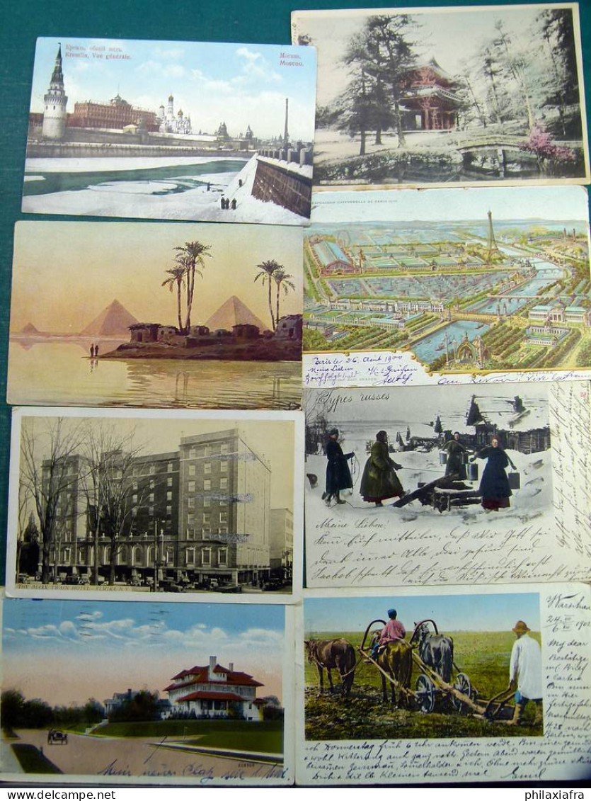 Lot De 28 Cartes Postales, Petit Format, Période Classique, Monde. - Collections (with Albums)