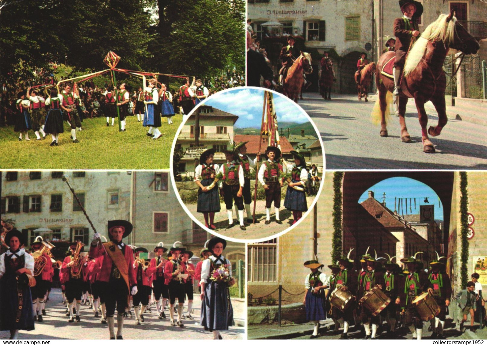 PUSTERIA, FOLKLORE, COSTUME, MULTIPLE VIEWS, HORSE, FESTIVAL, ARCHITECTURE, FLAG, ITALY, POSTCARD - Bolzano (Bozen)