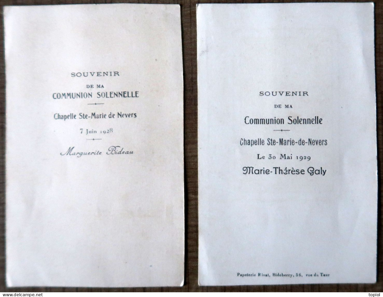 2 Images Pieuses (communion Solennelle 1928 - 1929) - Devotieprenten