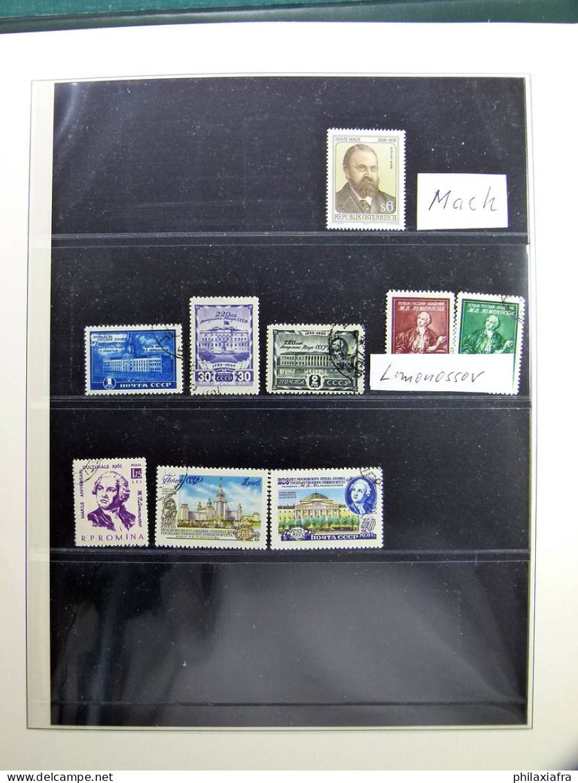 Collection thème scientifiques, album timbres neufs Oblitéré Histoire postale.